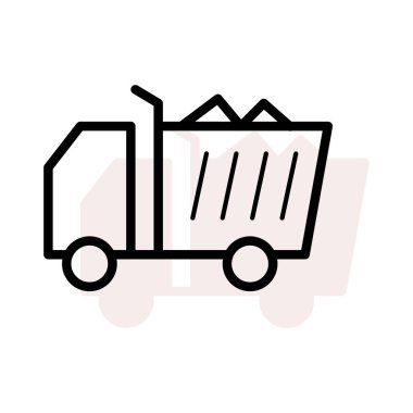 Taşlarla bej gölge beyaz zemin üzerine izole kamyon