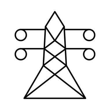 Beyaz arka plan üzerinde izole ince çizgi güç hattı