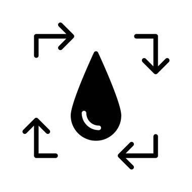 Beyaz arka plan üzerinde izole okları ile siyah glif damla 