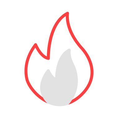 Beyaz arka plan üzerinde izole gri, kırmızı renklerde ateş