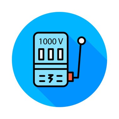 Beyaz arka plan üzerinde daire mavi gerilim ölçer