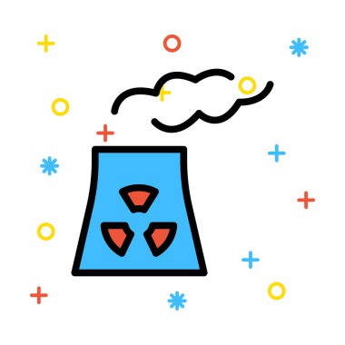 Radyoaktif yasaktır baca renkli semboller ile beyaz arka plan üzerinde