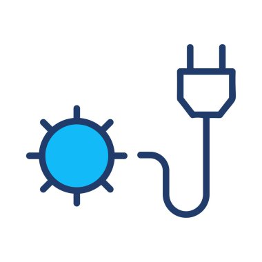 Beyaz arka plan üzerinde izole fiş ile mavi güneş