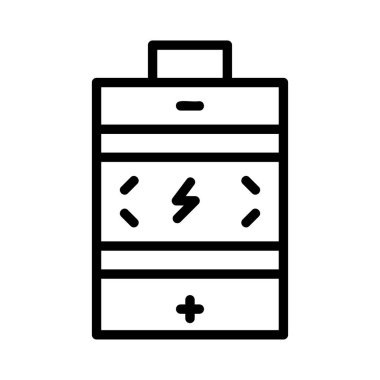 Beyaz arka plan üzerinde izole sembolleri ile siyah anahat batarya