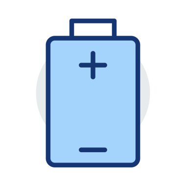 Beyaz arka plan üzerinde izole mavi ve gri renklerde uzun pil