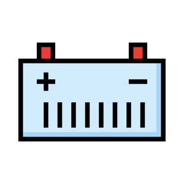 Beyaz arka plan üzerinde izole geniş mavi ve kırmızı akümülatör
