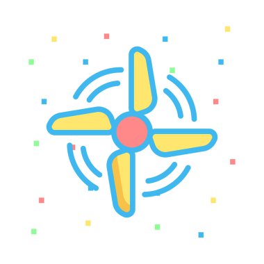 Renkli noktalar beyaz zemin üzerine sarı ve kırmızı fan 