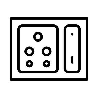 Beyaz arka plan üzerinde izole bölümleri ile siyah anahat soket