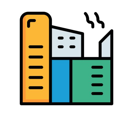 Beyaz arka plan üzerinde izole renkli fabrika