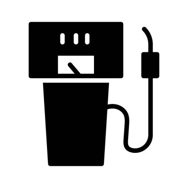 Beyaz arka plan üzerinde izole siyah glif benzin pompası 