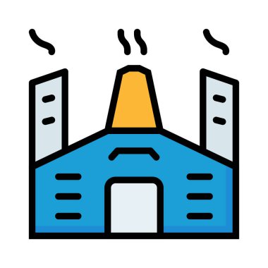 Beyaz arka plan üzerinde izole mavi, gri ve sarı çalışma fabrika