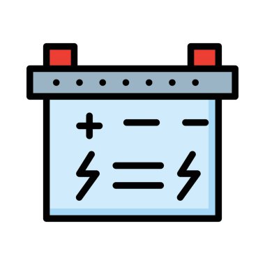 Beyaz arka plan üzerinde izole geniş mavi ve kırmızı akümülatör