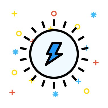 Renkli semboller beyaz zemin üzerine mavi flash ile günlük güneşlik