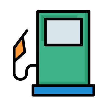 Beyaz arka plan üzerinde izole renkli benzin istasyonu