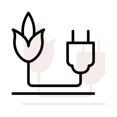 Çizgi ve bej gölge beyaz zemin üzerine izole fiş ile çiçek