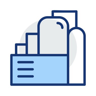 Beyaz arka plan üzerinde izole mavi ve gri renklerde fabrika