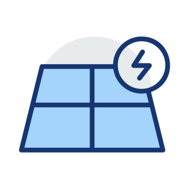 Güneş pili ile beyaz arka plan üzerinde izole gri ve mavi renklerde birden parlamak