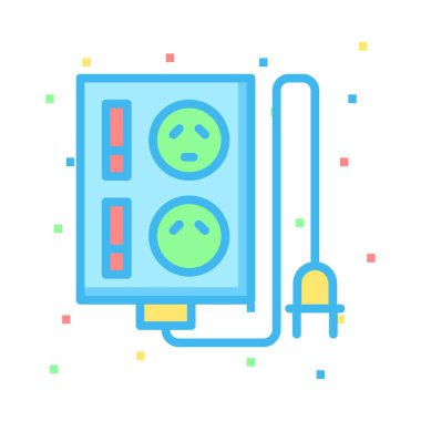 Renkli noktalar beyaz zemin üzerine mavi ve yeşil uzatma kablosu 