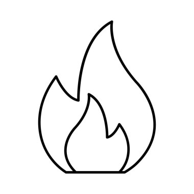 İnce çizgi ateş üzerinde izole beyaz arka plan