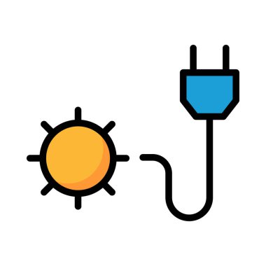 Beyaz arka plan üzerinde izole mavi fiş ile güneş