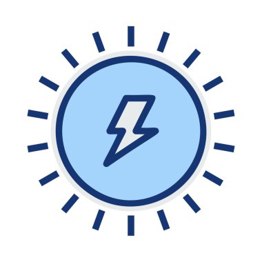 Beyaz arka plan üzerinde izole gri ve mavi renklerde flash sembol ile günlük güneşlik