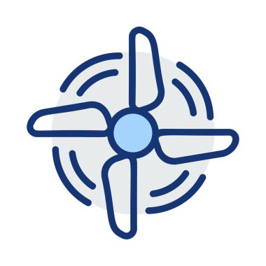 Beyaz arka plan üzerinde izole mavi ve gri renklerde fan