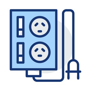 Çizgi ve beyaz arka plan üzerinde izole gri ve mavi renklerde fiş ile yuva