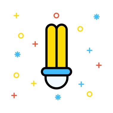 Çift Kişilik enerji tasarruflu ampul renkli semboller ile beyaz arka plan üzerinde