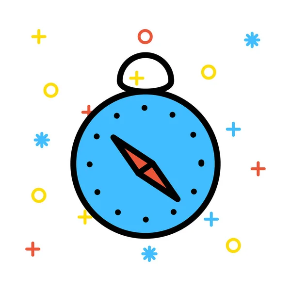Blauwe Rode Kompas Witte Achtergrond Met Kleurrijke Symbolen — Stockvector