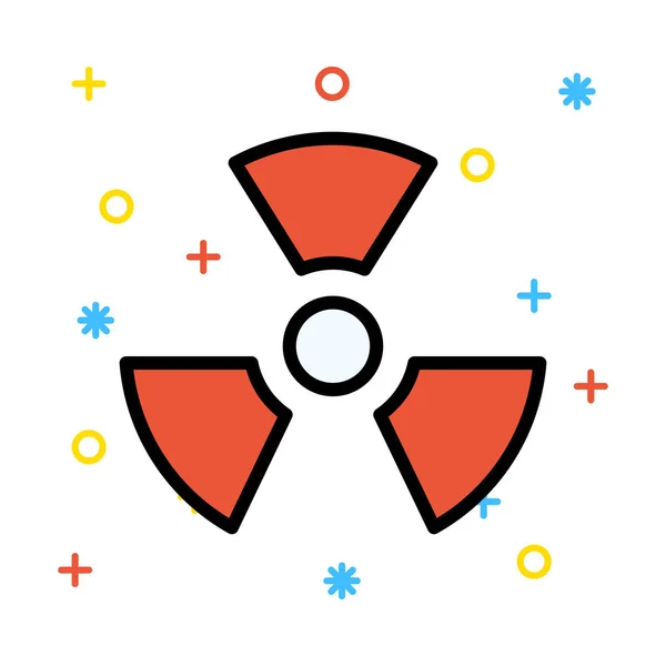 Symbole Radioactif Rouge Sur Fond Blanc Avec Des Symboles Colorés — Image vectorielle