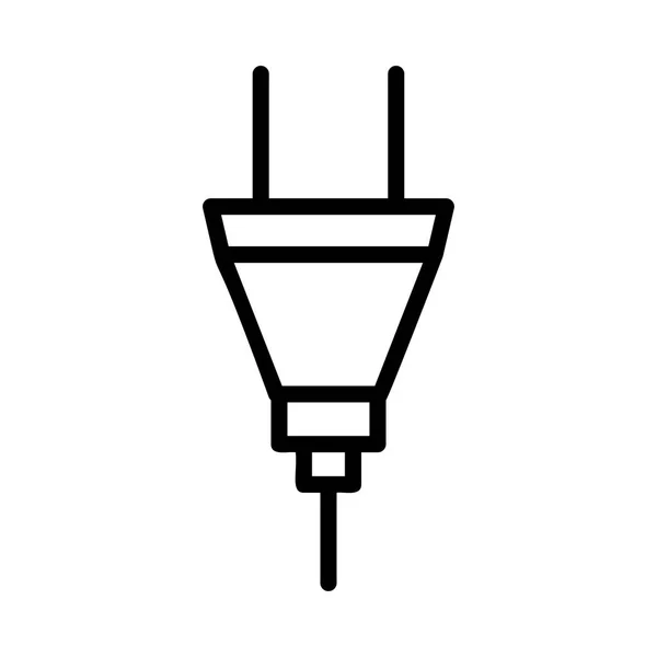黑色轮廓插头被隔离在白色背景上 — 图库矢量图片