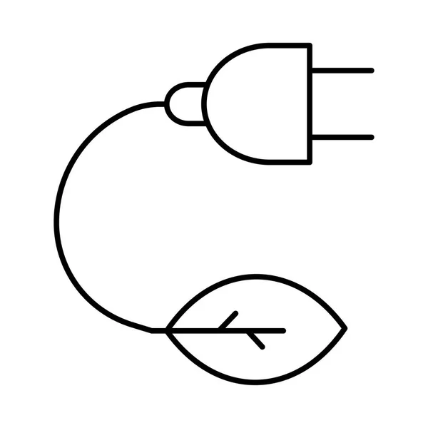 Dunne Lijn Plug Met Blad Geïsoleerd Witte Achtergrond — Stockvector