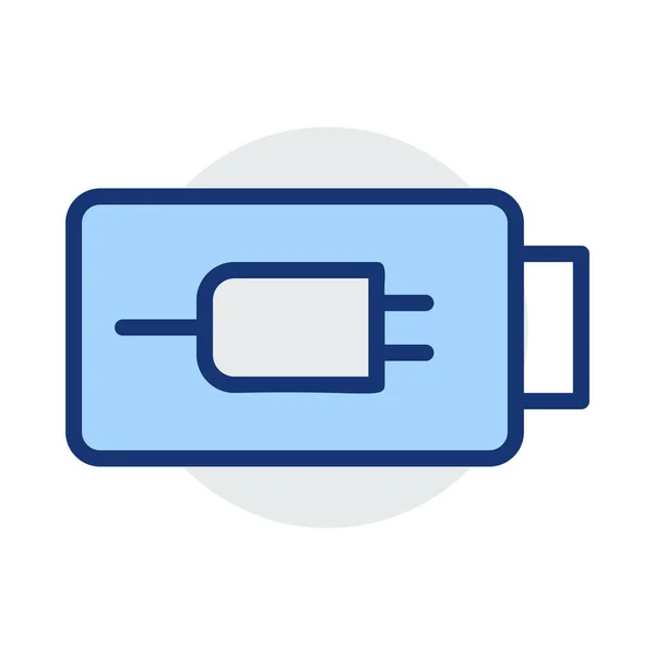 Batería Usb Colores Azul Gris Aislada Sobre Fondo Blanco — Vector de stock