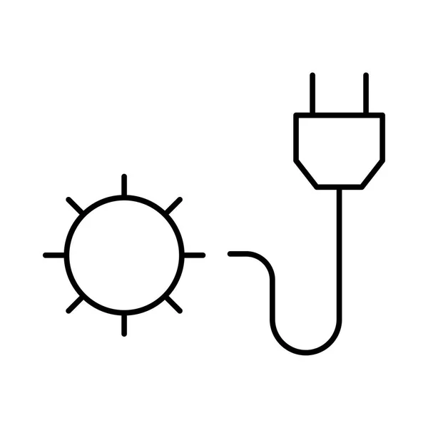 Dunne Lijn Zonne Plug Geïsoleerd Witte Achtergrond — Stockvector