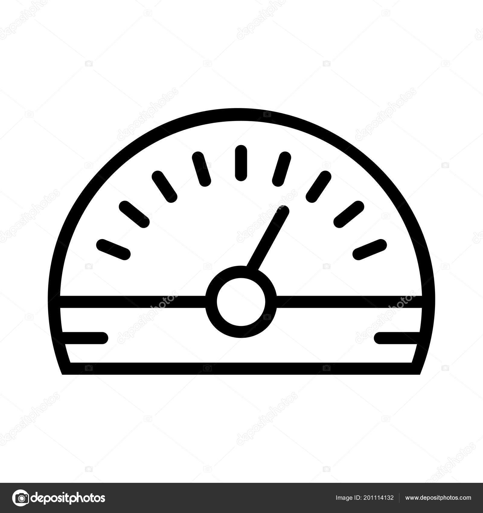 Black Outline Speedometer Isolated White Background Stock Vector Image