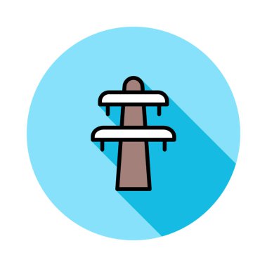 Beyaz zemin üzerinde bir dairede kahverengi güç hattı