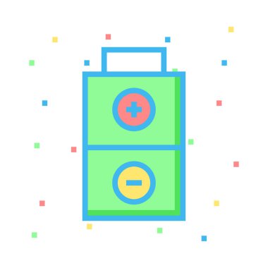 Renkli noktalar beyaz zemin üzerine yeşil pil 