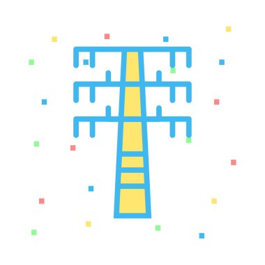 Renkli noktalar beyaz zemin üzerine sarı güç hattı