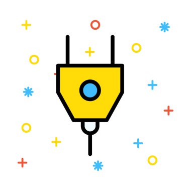 Renkli semboller ile beyaz arka plan üzerine tuşu ile fiş