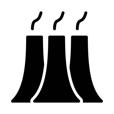 Beyaz arka plan üzerinde izole siyah glif üç sigara bacaları 