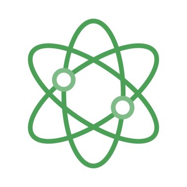 Beyaz arka plan üzerinde izole anahat yeşil atom