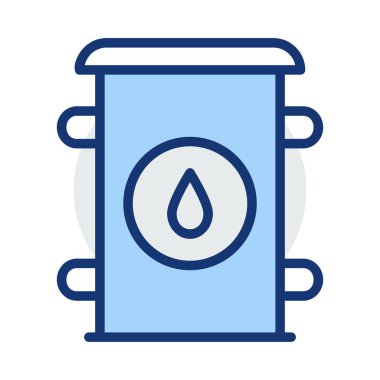 Beyaz arka plan üzerinde izole gri ve mavi renklerde benzin istasyonu