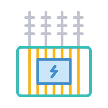 Beyaz arka plan üzerinde izole çizgi stili enerji çit