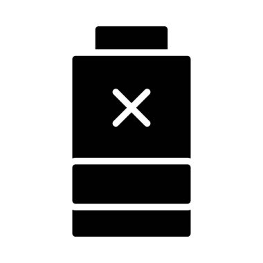 siyah beyaz arka plan üzerinde izole kırmızı glifle pil 