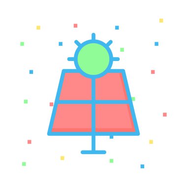 Renkli noktalar beyaz zemin üzerine yeşil güneş ile kırmızı splar hücre 