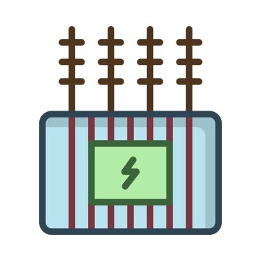 Beyaz arka plan üzerinde izole mavi ve yeşil yüksek gerilim çit