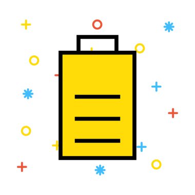 Renkli semboller beyaz zemin üzerine sarı Usb pil