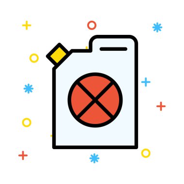 Teneke kutu renkli semboller ile beyaz arka plan üzerinde