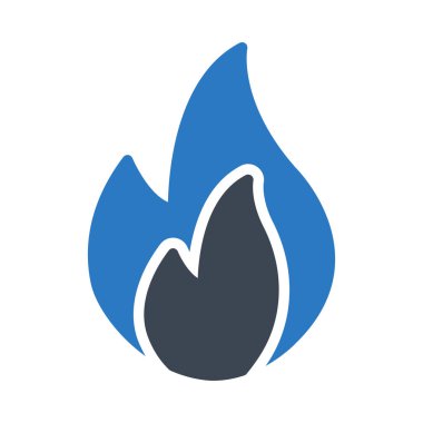 Beyaz arka plan üzerinde izole mavi ve gri renklerde ateş 