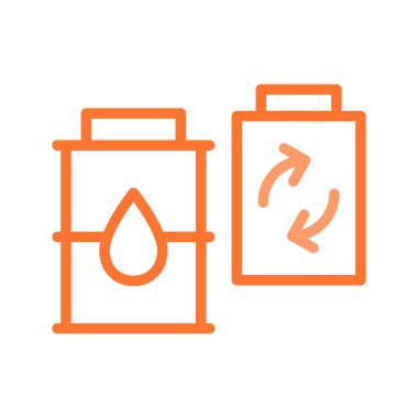 Beyaz arka plan üzerinde izole anahat turuncu piller